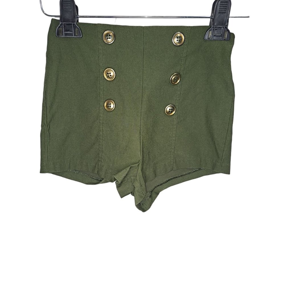Charlotte Russe Junior Teen's X-Small Olive Green Gold Button Pull-On Shorts